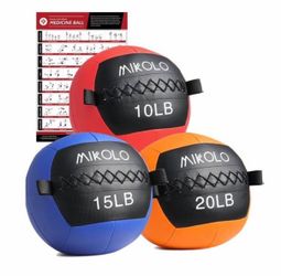 Mikolo Medicine Ball, Wall Ball,Soft Medicine Ball Set,Slam Ball for Core Training Ball Set of 45lbs