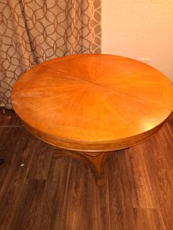 Round Wood Dining Table with Sunburst Top