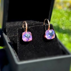 14k yellow gold purpurite stones 8CTW hoop earrings