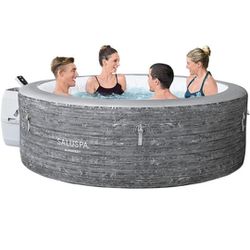 Bestway SaluSpa Budapest Inflatable Hot Tub Spa | Portable Hot Tub with Energy-Efficient Cover | Features Stone Print, Filtered Heated Water System
