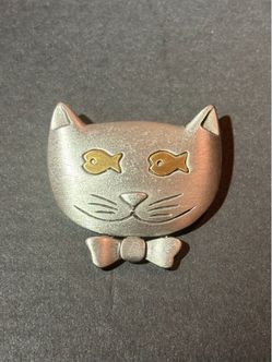 Vintage JJ Jonette Cat Head Brooch RARE