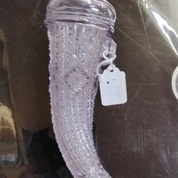 10" Antique Cut Crystal Glass Powder Horn- Located In Shelton 