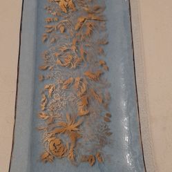 Vintage Decorative Blue and Gold Tray