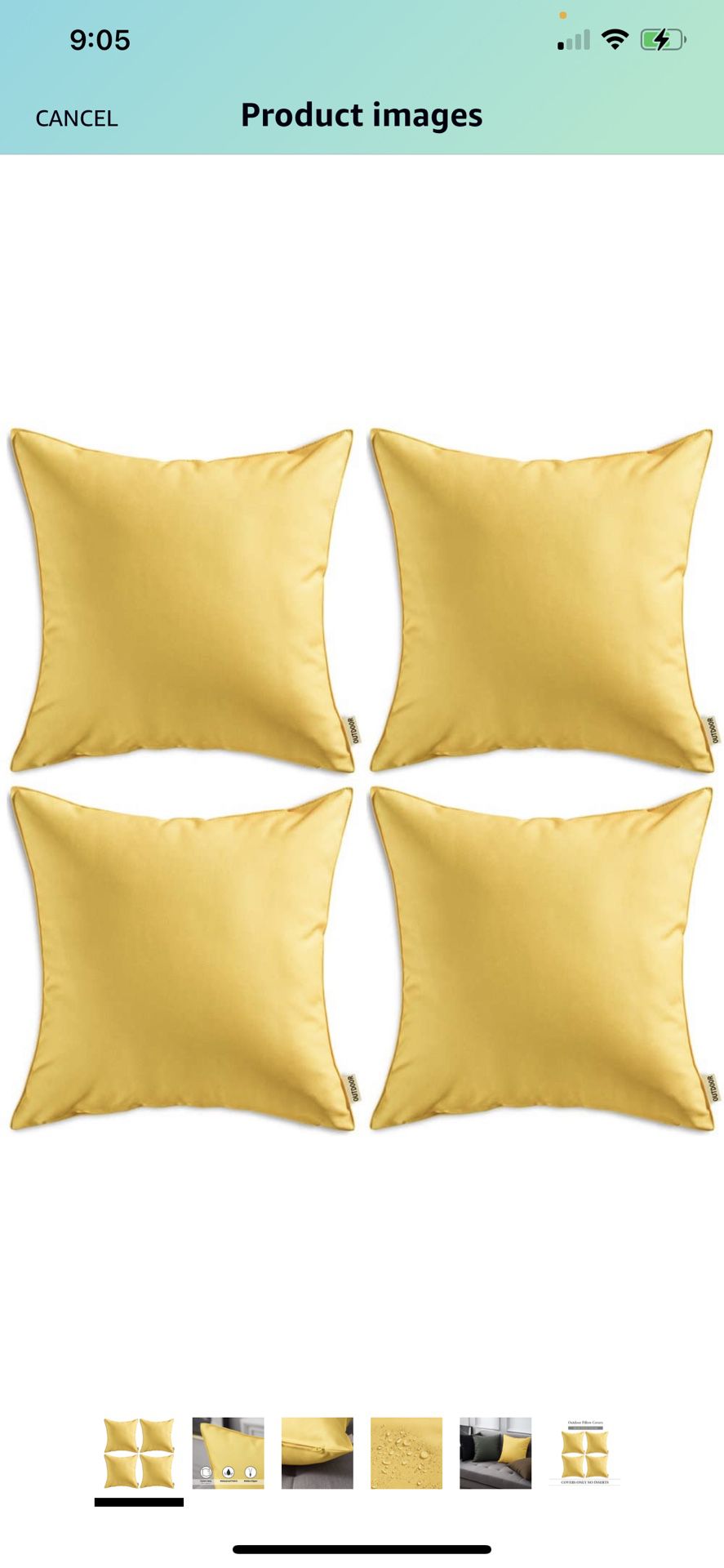 Pack of 4 Decorative Pillow Covers Square Cushion Cases PU Coating Waterproof