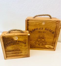 Laguna Beach Jean Co. Set of 2 Wooden Storage Boxes