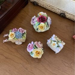 Vintage Bone China Floral Figurines