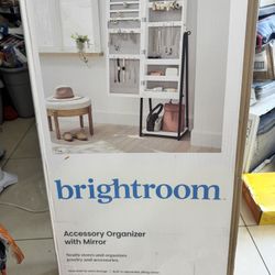 Jewelry Cabinet with Mirror - Brightroom™: Full-Length Organizer, MDF, Rectangle, White, 60.75" Height, 5 Pieces
