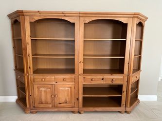 Large Pine Wood Bookcase Wall Unit