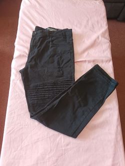 SouthPole Men's Black Skinny Moto-Style Distressed Rip Jeans Sz. 38x32