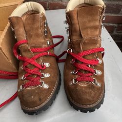 Vintage 70s 80s Brown Suede Leather Hiking Boots  Women Size 8.5 B 