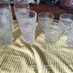 Anchor Hocking Wexford  Set Of 8 Vintage Glassware