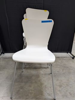 Set of 5 Modern White Dining Chair with Chrome Legs