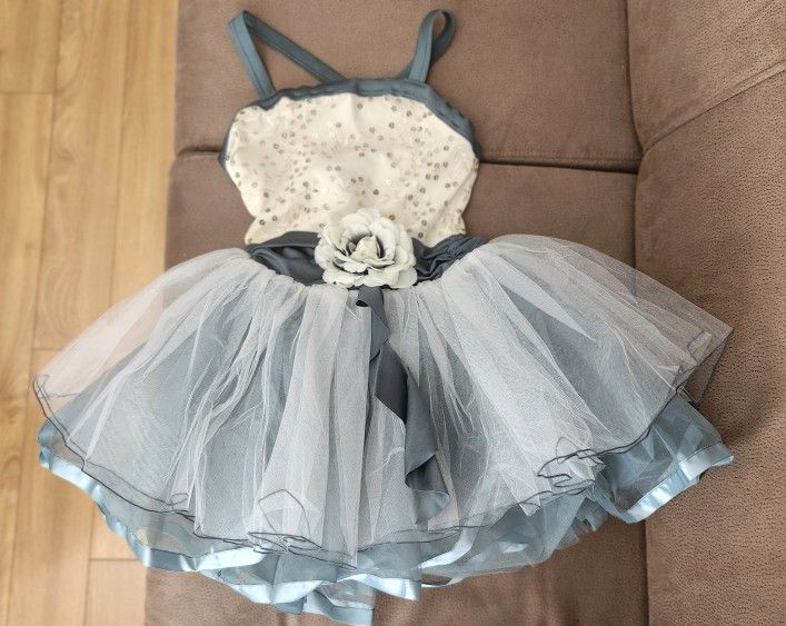 Aquamarine & Cream Ballet Dress Child L, Like-new