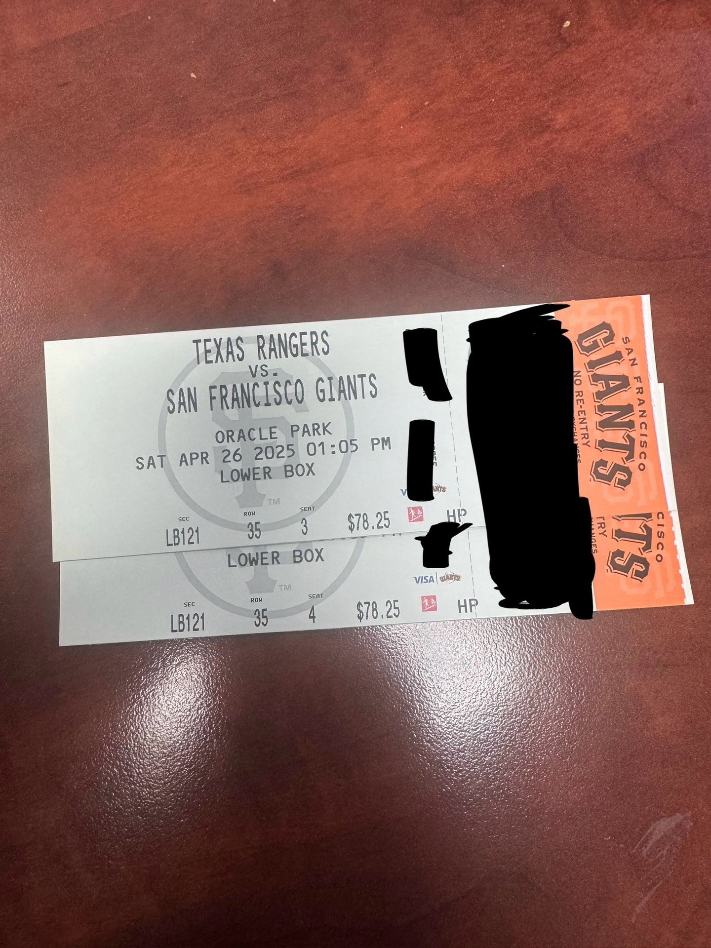 Giants tickets V. Rangers 04/26