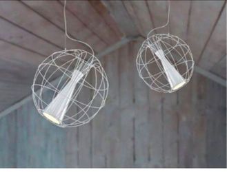 White Wire Sphere Pendant Lights – Set of 3
