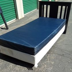 TWIN XL BED FRAME WITH HEADBOARD AND MATTRESS 