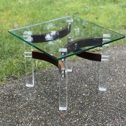 Mid-Century Modern Lucite and Bentwood Side Table