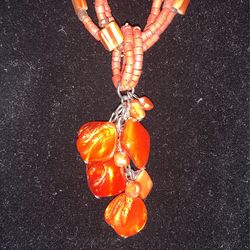 Orange Multi Strand Necklace
