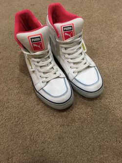 New pink and white puma high tops