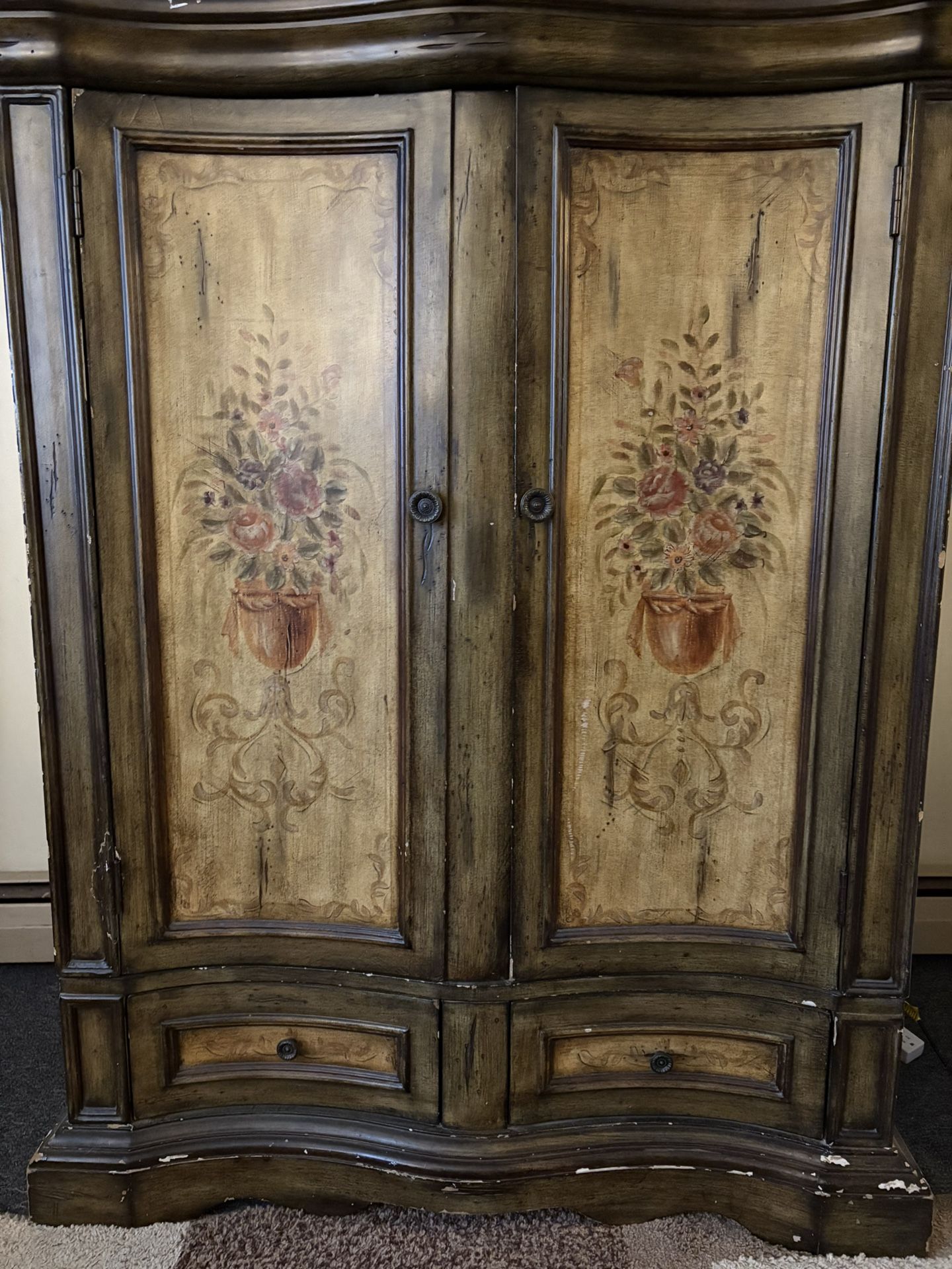 Vintage TV Armoire Brown/ Tan Colors Measurements 54” In High X 44”in X 2’Ft Deep