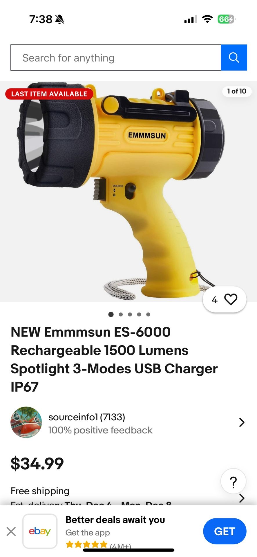 Lumens Spotlight 3-Modes USB Charger