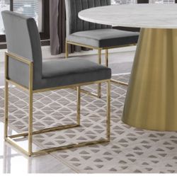 Brand New Glam Velvet Dining Set Faux Marble Top Gray Grey Or Blue Chairs Or Mix And Match