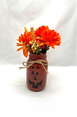 Halloween flower arrangement-NEW-Autumn, Jacko lantern, fall, leaves, pumpkin, floral