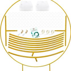 LANGXUN 7.2ft Gold Metal Round Balloon Arch kit