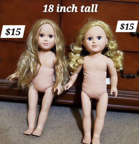 18 INCH TALL DOLLS $15 EACH LOTS OF DOLL OUTFITS & ACCESSORIES TOO