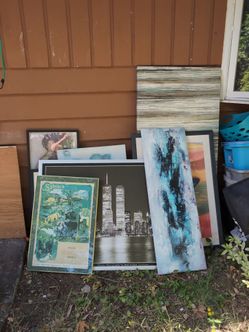 Free collection of large framed prints - must take all