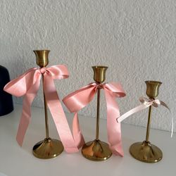 60 Gold Candle Holders W/Bow