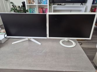 Pair of ASUS White Monitors