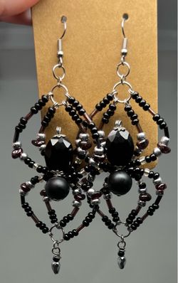 Halloween Beaded Spider Web Earrings