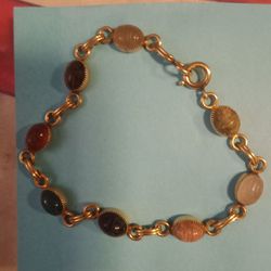 14k- 7in Vintage Scarab Bracelet 