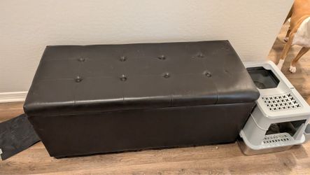 Black Leather Ottoman