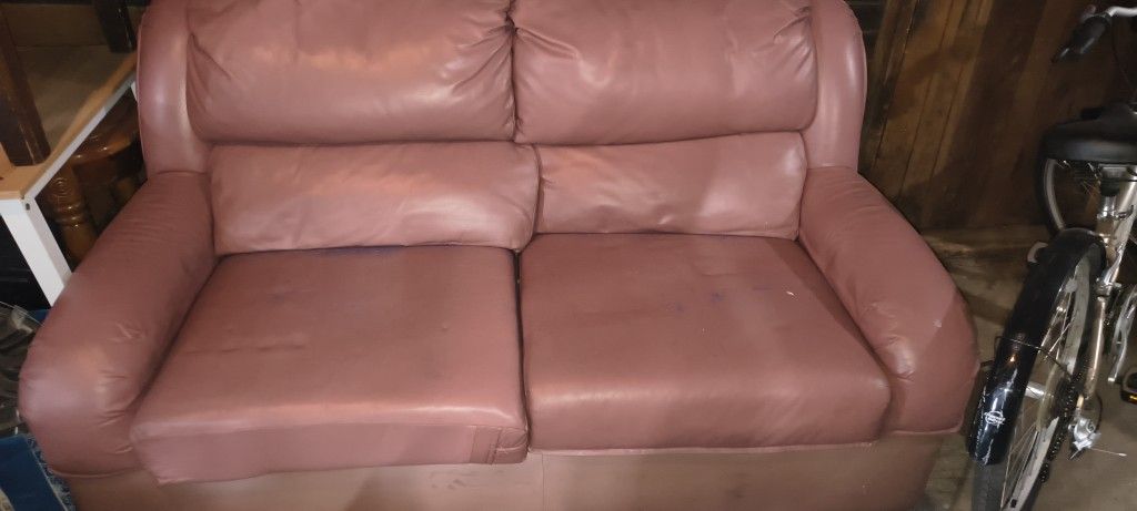 Real Brown Leather Loveseat