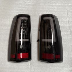 Pair Black LED Tail Lights Fits 2003-2006 Chevy Silverado GMC Sierra 1500 2500HD 3500 Brake Lamps Left Right Side 