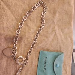 Authentic Tiffany heart toggle chain