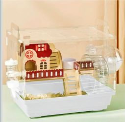 8 in 1 Clear Acrylic Hamster Cage with All Accessories,13.5''L* 10''W* 13''H Dwarf Hamster Cage (Already Assembled)
