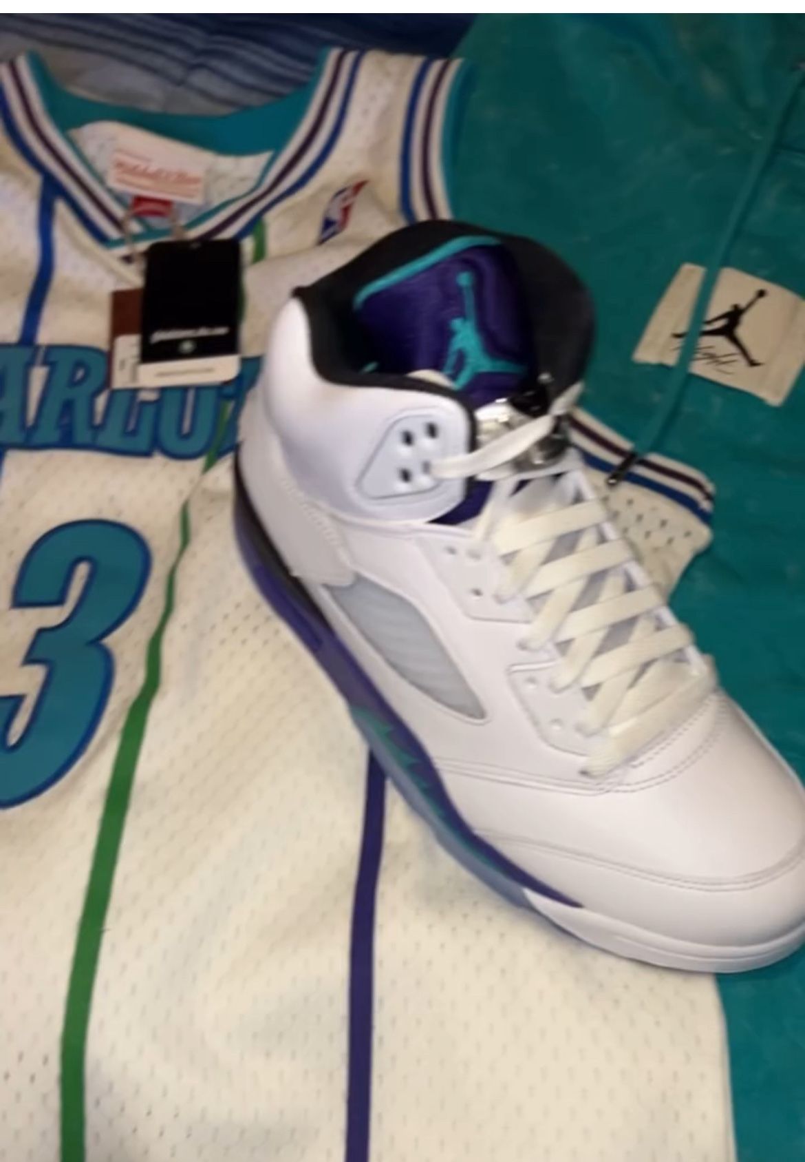Jordan 5s Grape With The Jersey N Hoodie