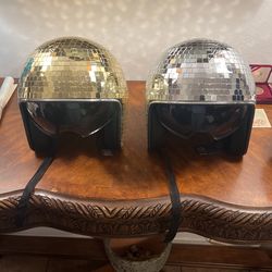 Gold&Silver Disco Ball Helmet With Visor