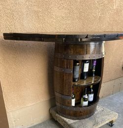Custom Oak Wine Barrel Table/Storage