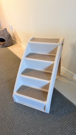 Beige dog stairs sturdy