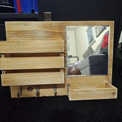 Wall Mount Key Holder mirror and mail organizer
