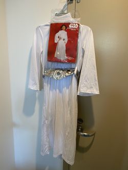 NWT Disney Store Princess Leia Deluxe Girls Costume, Bun Wig Kids Sz 5-6