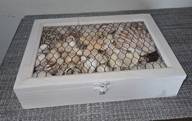 Wooden Box Full Of Scented Seashells