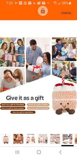 Happy Birthday Cake VOL WK9 30V Weighted Stuffed Animals - 9.9in Cute Smile Cake Plush Toy Gift