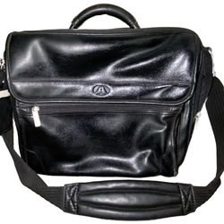 Vintage Avenues America Black Leather Laptop Bag Briefcase