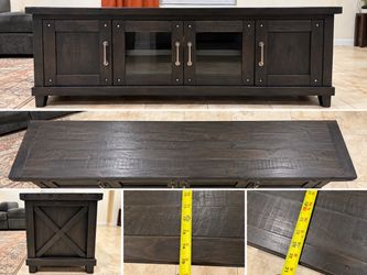 Large Rustic Dark Wood TV Stand Console