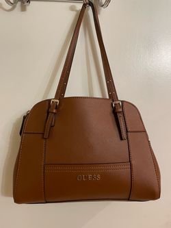 Guess Brown Saffiano Dome Shoulder Bag
